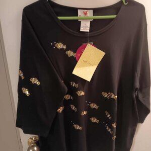 Woman's Quacker Factory top with goldish NEW with tags 1X